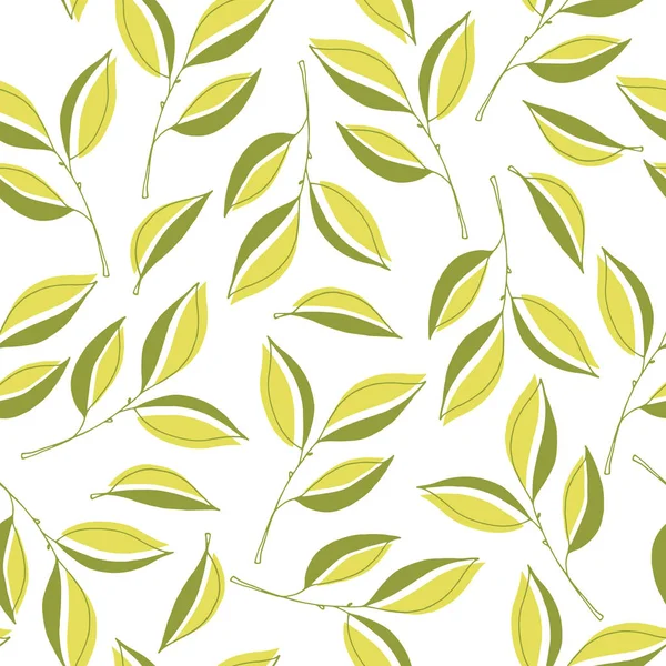 Floral white background with green leaves. Seamless leaf pattern — Stock Photo, Image