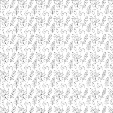 Taslak desen. Siyah ve beyaz yaprak deseni
