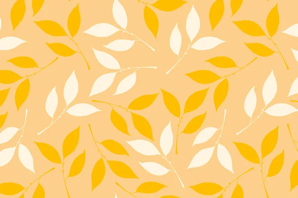 Fondo naranja floral con hojas blancas y naranjas. Deja pa — Foto de Stock
