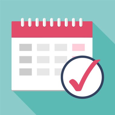 İşaretli takvim simgesi. Planlama. Zaman yönetimi.