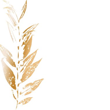 Beyaz arka planda izole edilmiş altın yaprak. Düğün davetiyesi