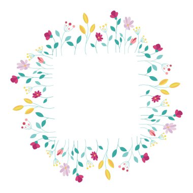 Çiçek kare çerçeve beyaz bir arkaplanda izole