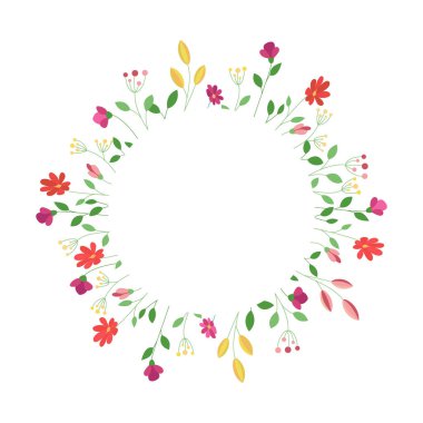 Beyaz bir arka plan üzerinde izole yuvarlak çerçeve çiçek