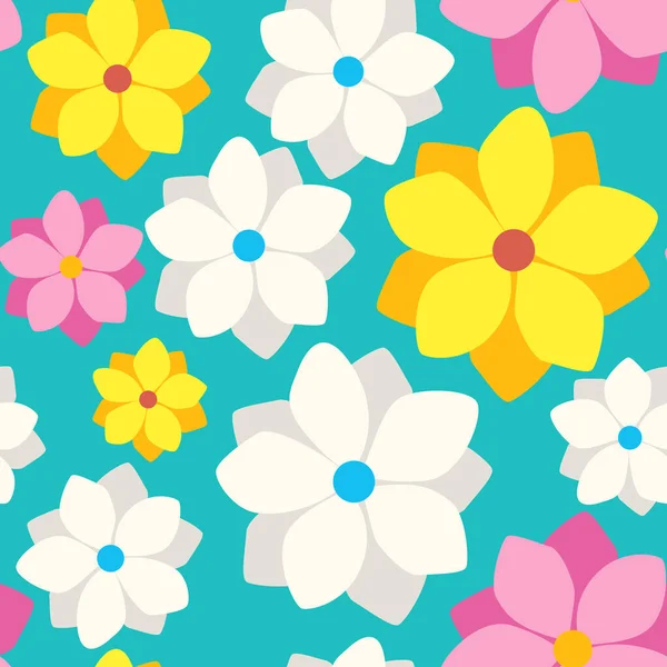 Farbiges Blumenmuster Auf Grünem Hintergrund Sommerblumen — Stockfoto