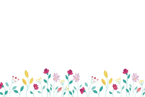 Színes Virágmintás Fehér Háttér Nyári Virágok — Stock Fotó
