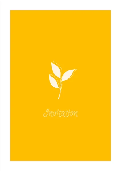 Minimalistic Yellow Invitation Leaf Print — Stock Photo, Image