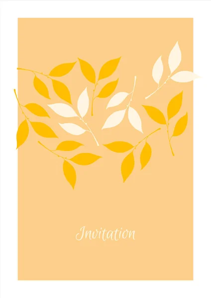 Minimalistic Yellow Invitation Leaf Print — Stock Photo, Image