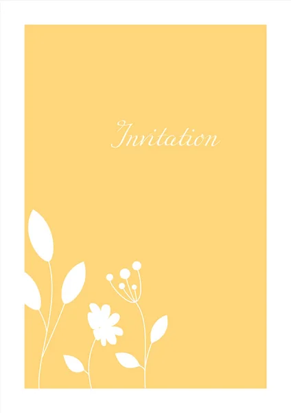 Convite Amarelo Minimalista Com Padrão Branco Floral — Fotografia de Stock