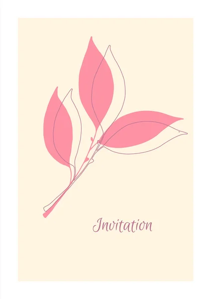 Invitation Rose Minimaliste Avec Impression Feuille — Photo