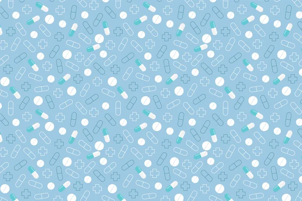 Blauw Met Witte Pillen Patroon Blauwe Medische Achtergrond — Stockfoto