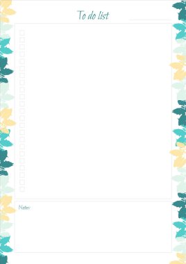 White to do list with bright leaves design 