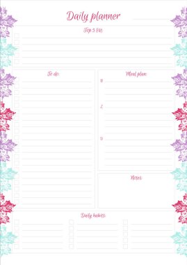 White daily planner with bright leaves design 