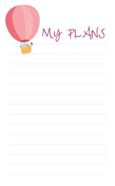 Biała Lista Moje Plany Cute Balon Gorące Powietrze — Zdjęcie stockowe