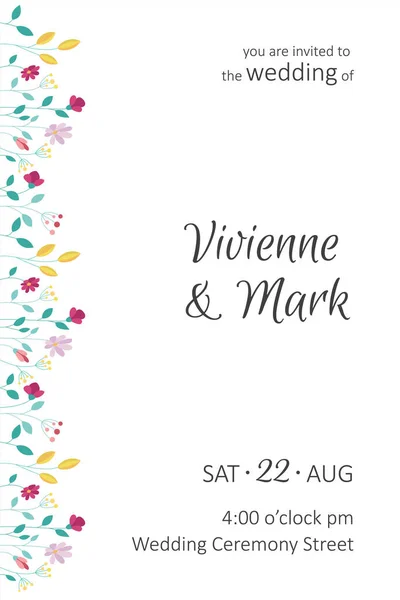 Wedding floral invitation. Invitation card with floral pattern.