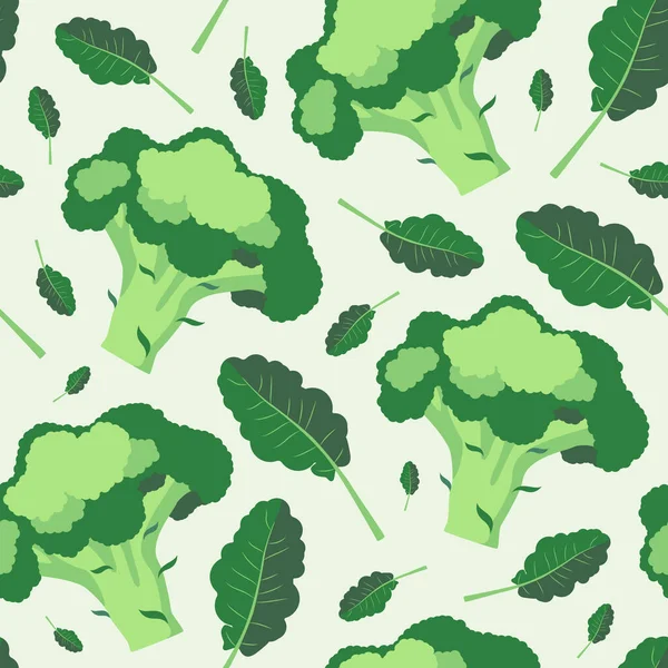 Wzór Brokułów Jasne Zielone Jedzenie Płynny Wzór — Zdjęcie stockowe