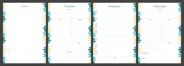 Set Planners Floral Design Monthly Weekly Daily Planner List — Stock Photo, Image