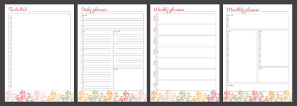 Комплект планировщиков с цветочным дизайном. Ежемесячно, еженедельно, ежедневно планировщик и сделать список
.