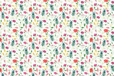 Böceklerin renkli desenleri. Çiçekli yaz geçmişi