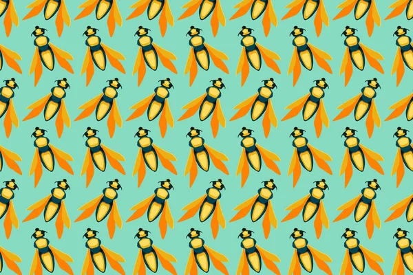 Gelbe Fliegenmuster Auf Grünem Grund Insekten Heller Hintergrund — Stockfoto