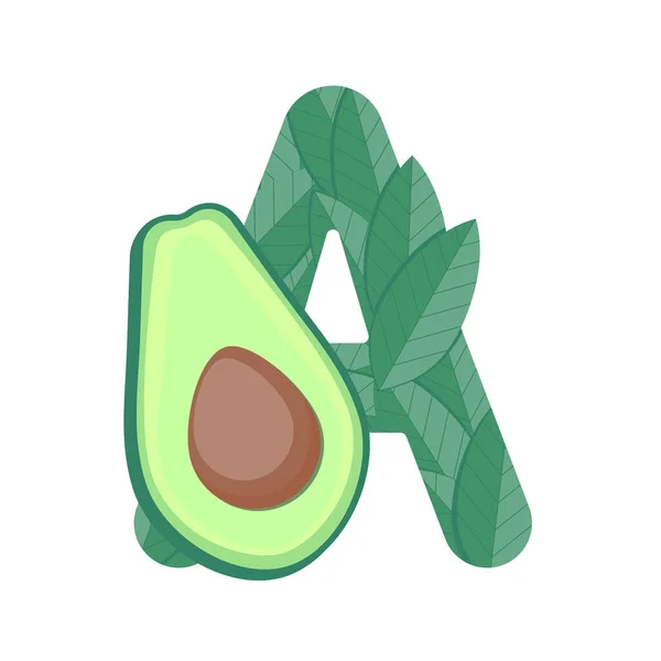 Letter Green Leaves Avocado — Stock Photo, Image