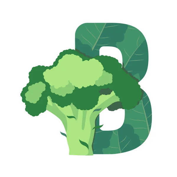 Litera Zielonymi Liśćmi Brokułami — Zdjęcie stockowe
