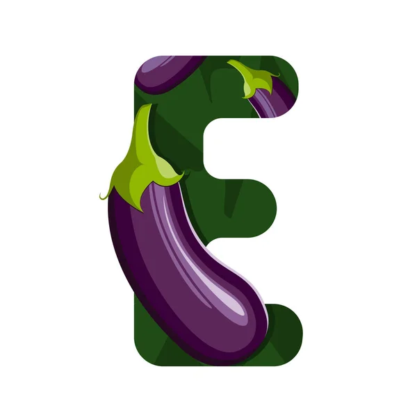 Letter Green Leaves Eggplant — Stock Photo, Image