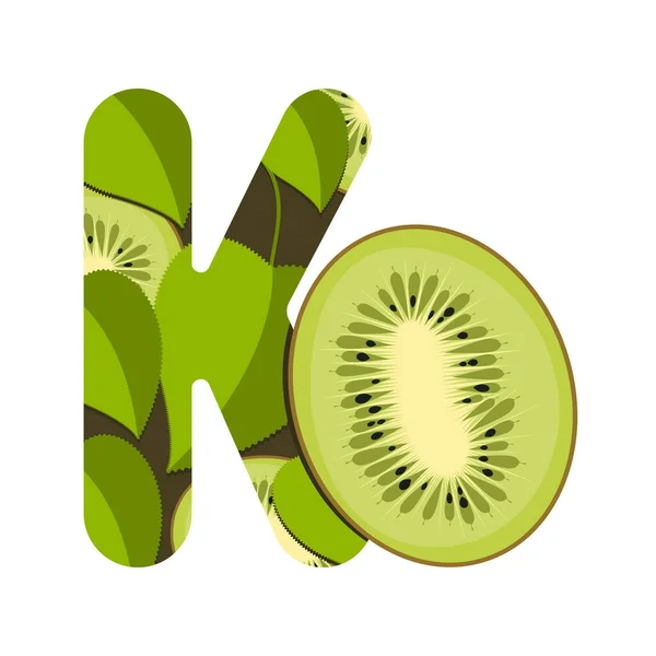 Lettera Con Foglie Verdi Kiwi — Foto Stock