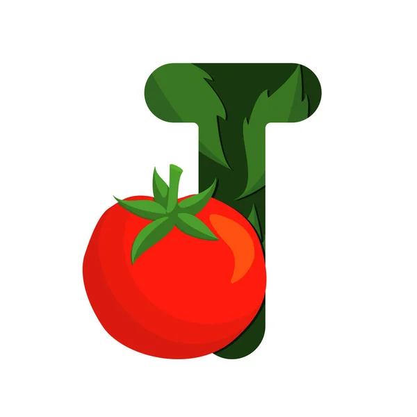 Letter Green Leaves Tomato — Stock Photo, Image