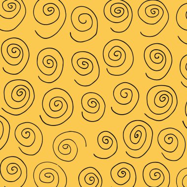Sarı arka plan. El çizimi spiral desen