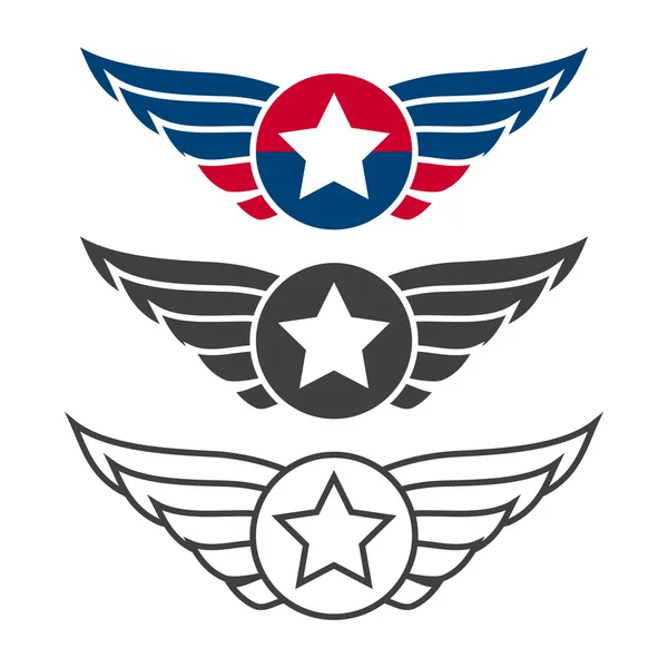 Conjunto de emblemas de aviação, emblemas ou logótipos — Vetor de Stock