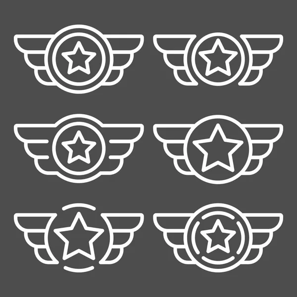 Conjunto do vetor emblemas brancos com asas — Vetor de Stock