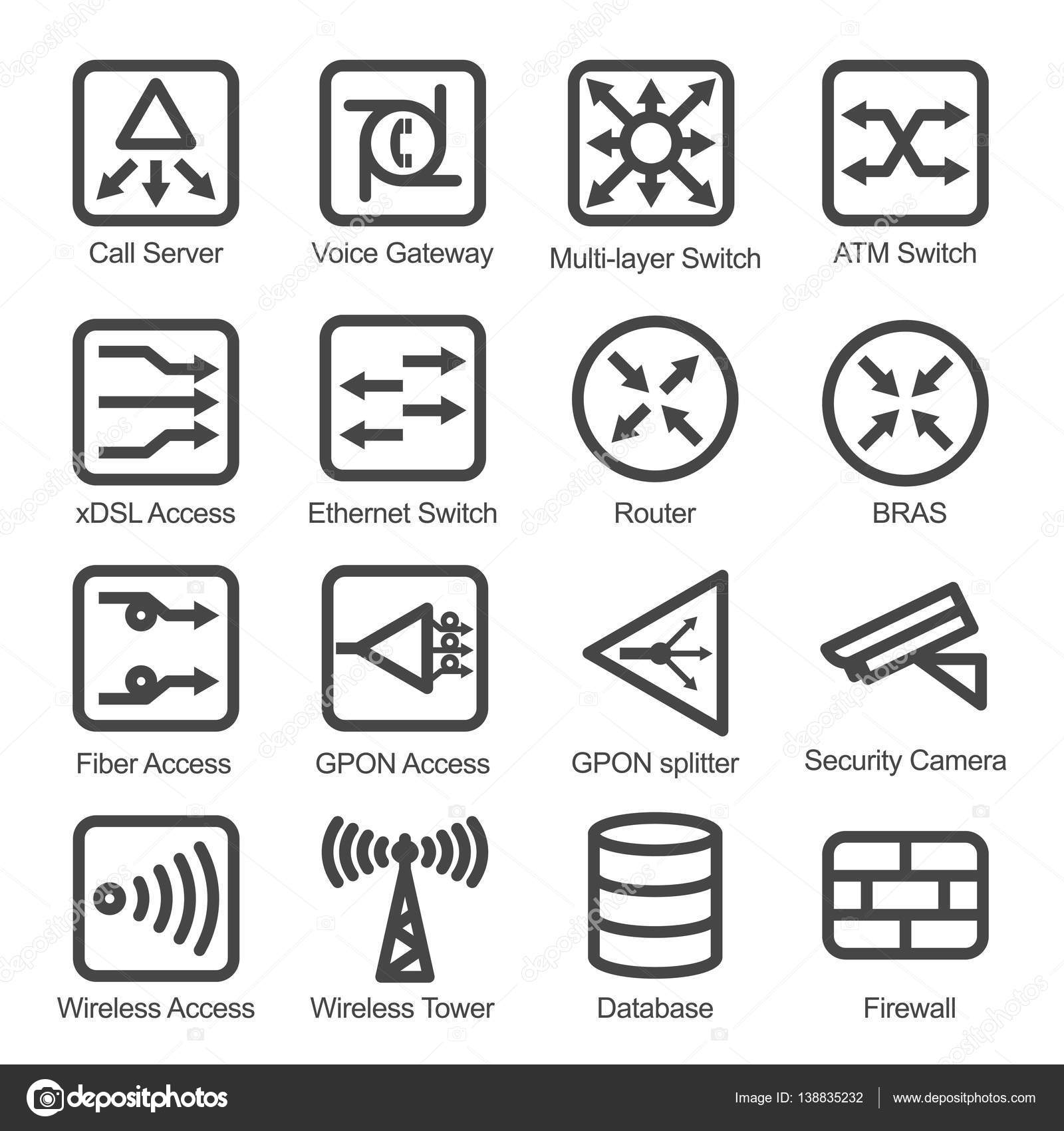 네트워크 장비 아이콘 세트 스톡 벡터 - ©sparkusdesign 138835232