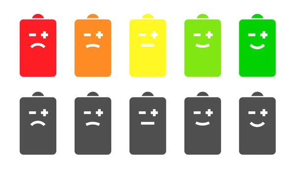 Indicatore batteria smiley icone — Vettoriale Stock