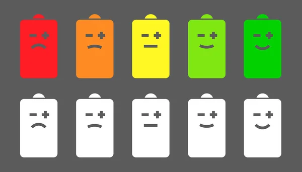 Battery level smiley icons — Stock Vector