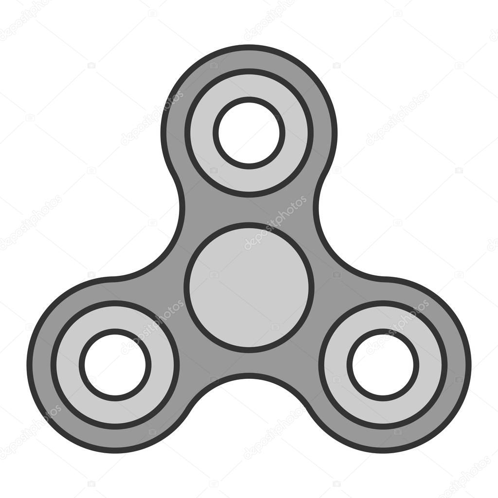 Fidget spinner icon - toy for stress relief and improvement of attention span. Filled with gray color. Isolatied vector illustration.