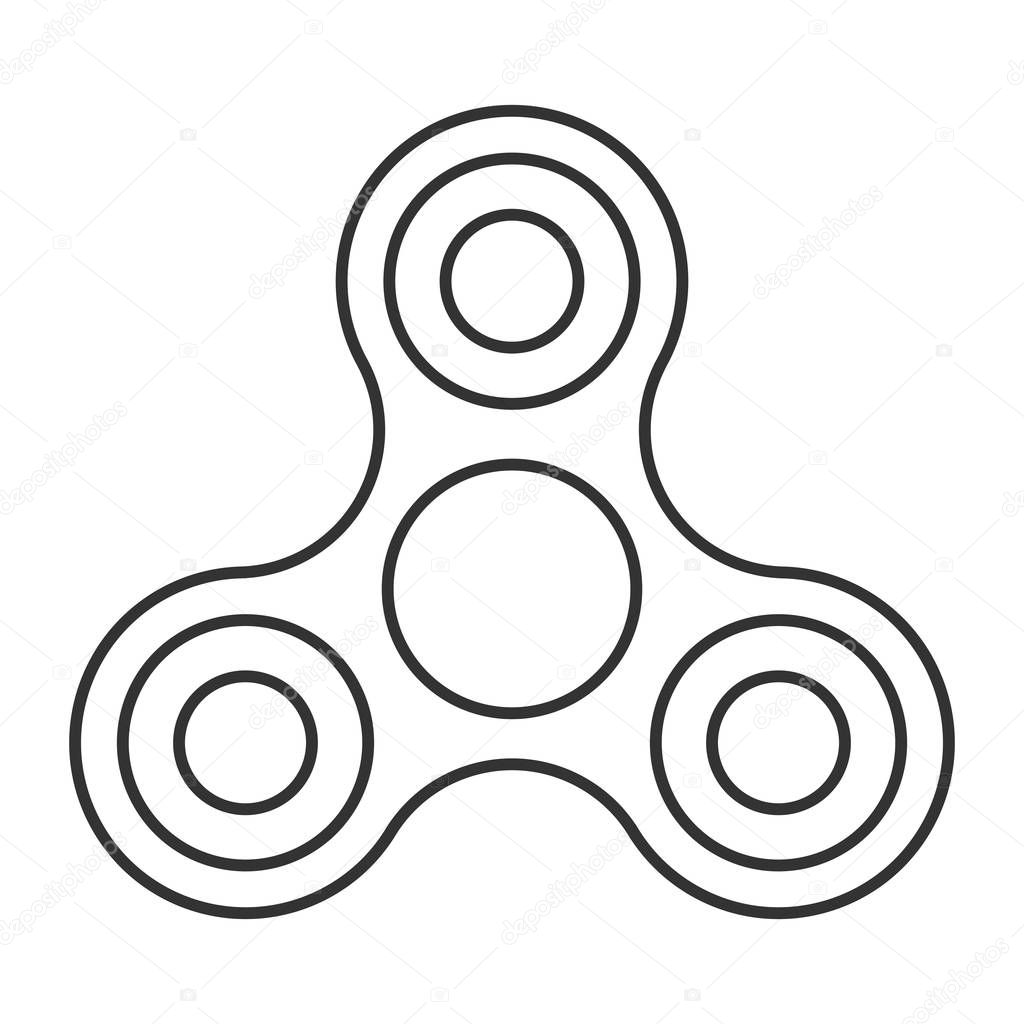 Fidget spinner icon - toy for stress relief and improvement of attention span. Drawn with outline thin lines. Isolatied vector illustration.