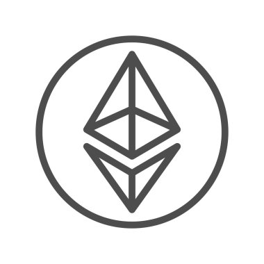 Ethereum işareti satırı simgesi Internet para için ince.