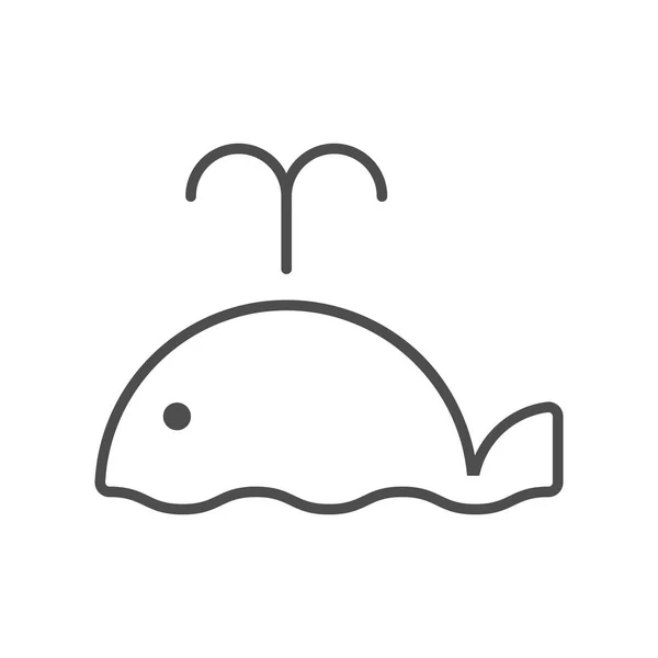 Icono de estilo de línea con ballena linda — Vector de stock