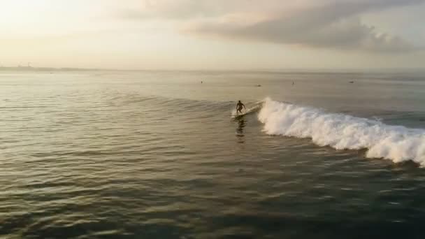 Surf: Surfista cavalcando le onde blu — Video Stock