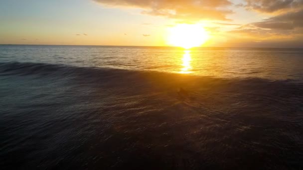 Młoda kobieta brodzik o deski surfingowej w ocean zwolnionym tempie — Wideo stockowe