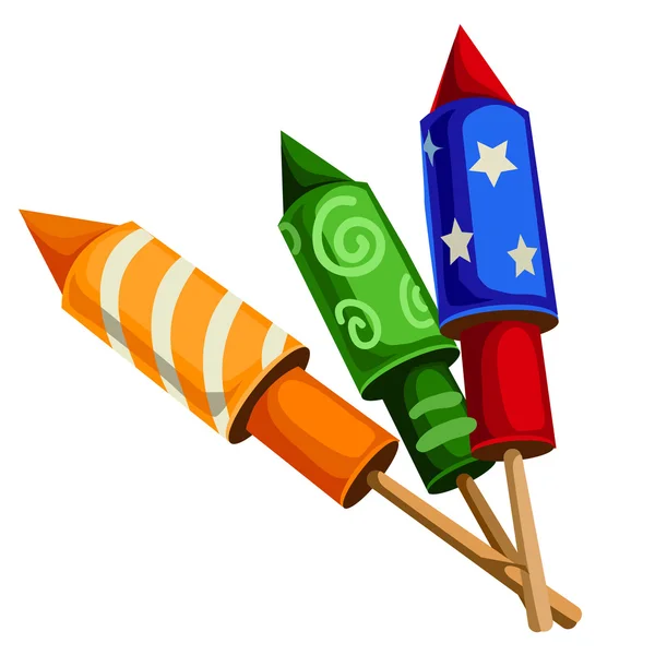 Fêtes classiques pétards fusées avec confettis — Image vectorielle