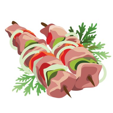 Şiş kebap sebze ve otlar ile bir sopa