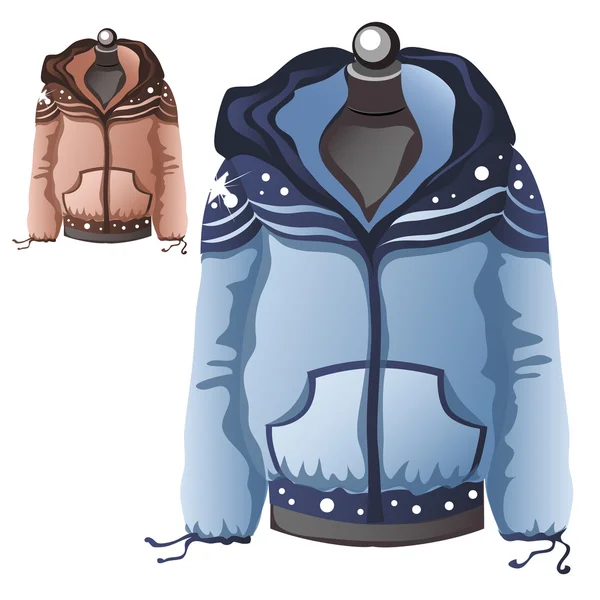 Chaqueta deportiva caliente invierno azul para mujer — Vector de stock