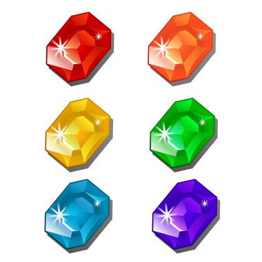 Beyaz arka plan üzerinde farklı renkteki altı taşlar