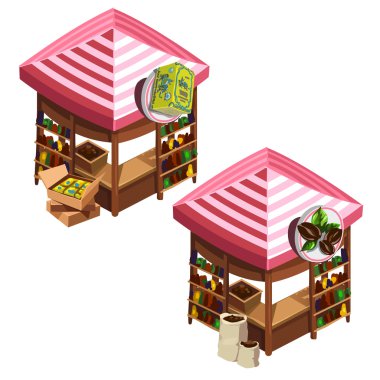 İki kiosk satan kahve ve Hint Çayı