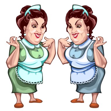 Önlük, satıcı ürünün yetişkin kadın. Karakter