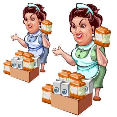 Yetişkin kadın satıcı ürünleri, tuz ve şeker
