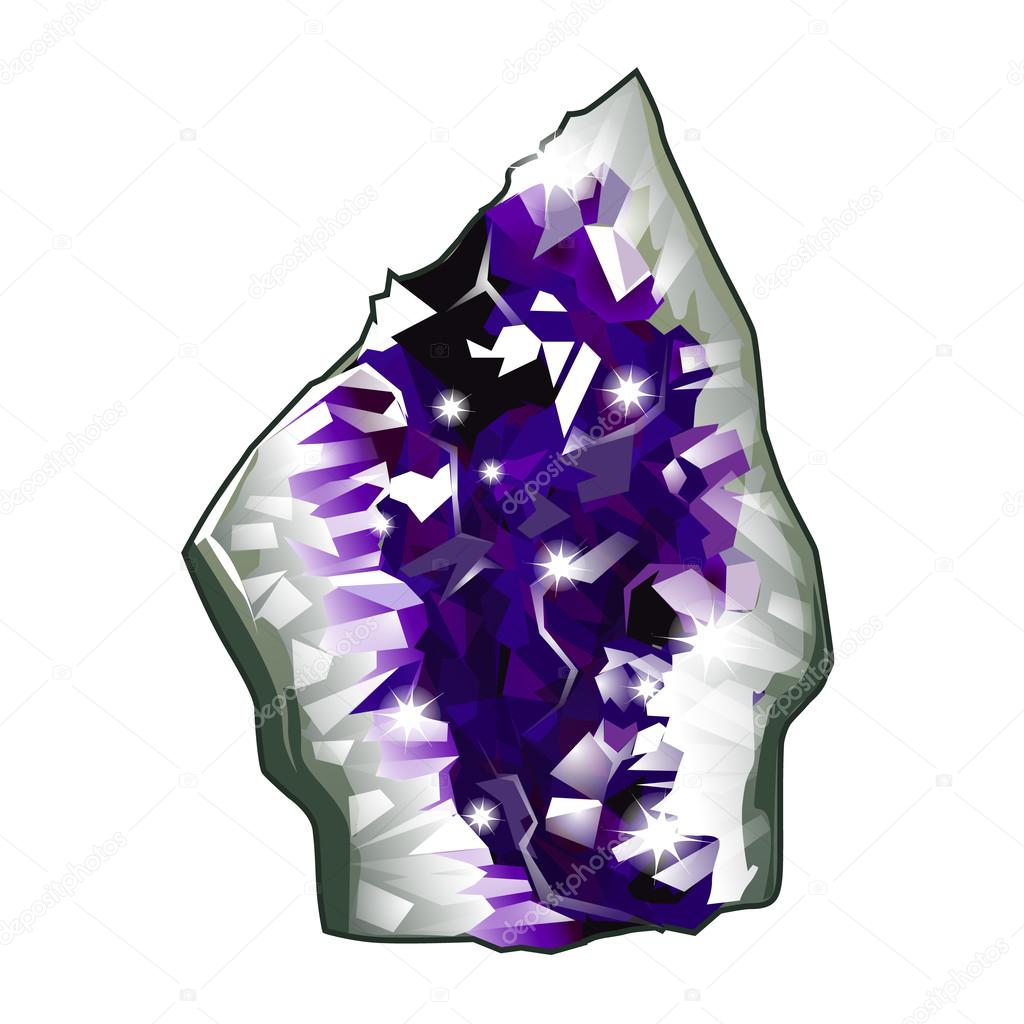 Piece of raw crystal amethyst. Vector isolated