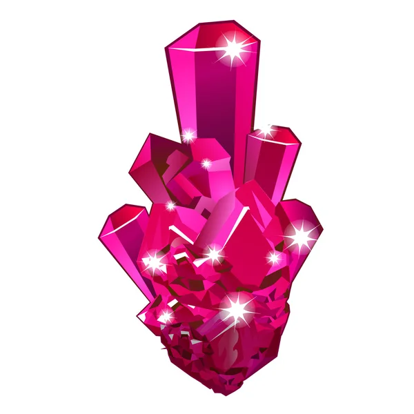 Stukje rauwe crystal ruby. Vector geïsoleerd — Stockvector