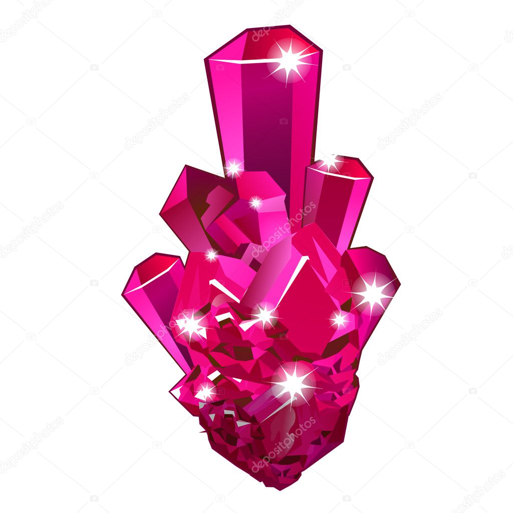 Piece of raw crystal ruby. Vector isolated